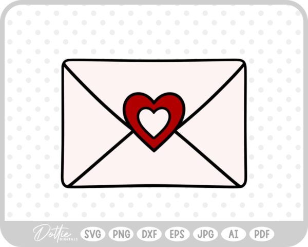 Love Letter Heart Envelope Heart Stamp SVG PNG DXF – Cricut Silhouette Cutting File
