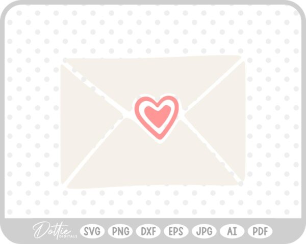 Love Letter Heart Envelope Heart Stamp SVG PNG DXF – Cricut Silhouette Cutting File