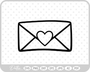 Love Letter Heart Envelope Heart Stamp Doodle Sketch Style SVG PNG DXF – Cricut Silhouette Cutting File