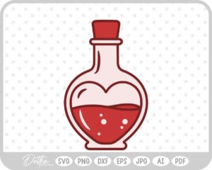 Love Potion Heart Shaped Bottle Valentine's Day SVG PNG DXF – Cricut Silhouette Cutting File