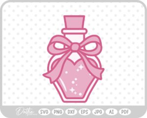 Love Potion Heart Shaped Bottle Valentine's Day Ribbon Bow SVG PNG DXF – Cricut Silhouette Cutting File