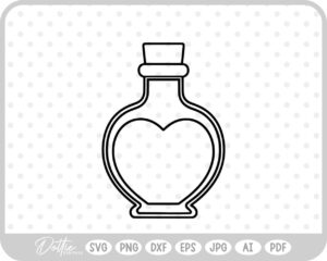 Love Potion Heart Shaped Bottle Valentine's Day SVG PNG DXF – Cricut Silhouette Cutting File