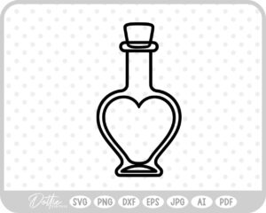 Love Potion Heart Shaped Bottle Valentine's Day Ribbon Bow SVG PNG DXF – Cricut Silhouette Cutting File
