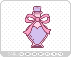 Love Potion Heart Shaped Bottle Valentine's Day Ribbon Bow SVG PNG DXF – Cricut Silhouette Cutting File