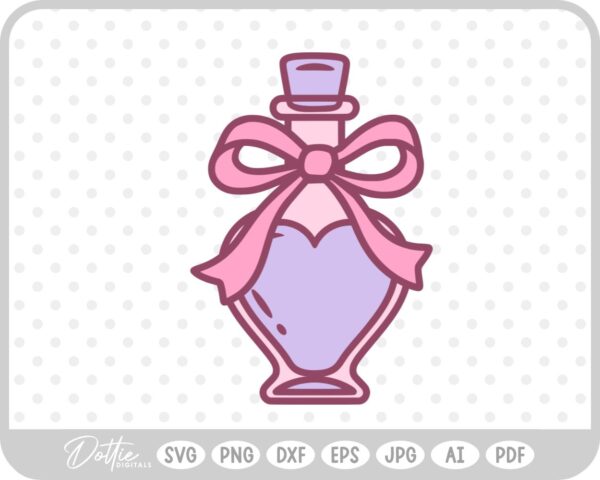 Love Potion Heart Shaped Bottle Valentine's Day Ribbon Bow SVG PNG DXF – Cricut Silhouette Cutting File