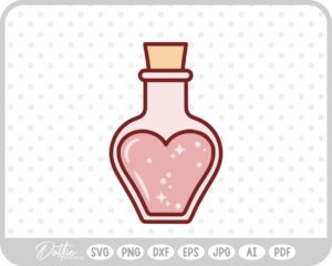 Love Potion Heart Shaped Bottle Valentine's Day SVG PNG DXF – Cricut Silhouette Cutting File