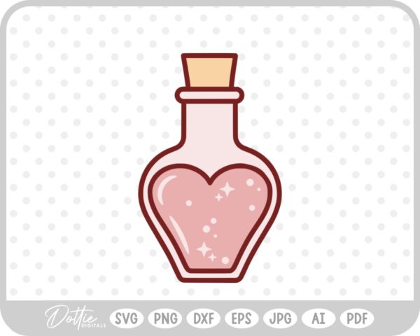Love Potion Heart Shaped Bottle Valentine's Day SVG PNG DXF – Cricut Silhouette Cutting File