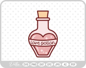 Love Potion Heart Shaped Bottle Valentine's Day SVG PNG DXF – Cricut Silhouette Cutting File