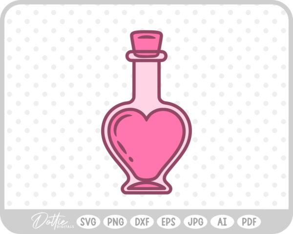 Love Potion Heart Shaped Bottle Valentine's Day Magic  SVG PNG DXF – Cricut Silhouette Cutting File