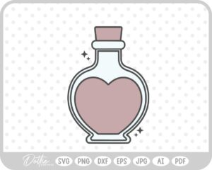 Love Potion Heart Shaped Bottle Valentine's Day SVG PNG DXF – Cricut Silhouette Cutting File