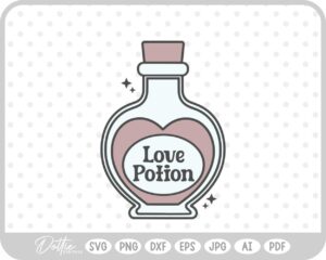 Love Potion Heart Shaped Bottle Valentine's Day SVG PNG DXF – Cricut Silhouette Cutting File
