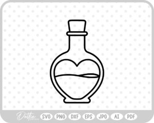 Love Potion Heart Shaped Bottle Valentine's Day SVG PNG DXF – Cricut Silhouette Cutting File