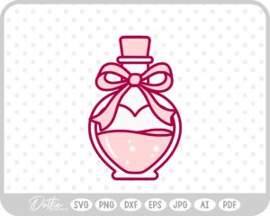 Love Potion Heart Shaped Bottle Valentine's Day Ribbon Bow SVG PNG DXF – Cricut Silhouette Cutting File
