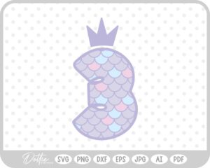 Mermaid Scale Number 3 Three SVG PNG DXF – Cricut Silhouette Cutting File