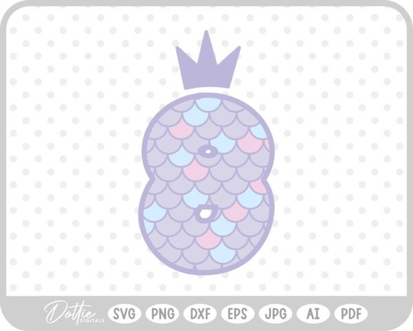 Mermaid Scale Number 8 Eight SVG PNG DXF – Cricut Silhouette Cutting File