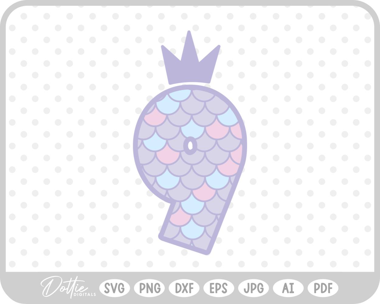 Mermaid Scale Number 9 Nine SVG PNG DXF – Cricut Silhouette Cutting File