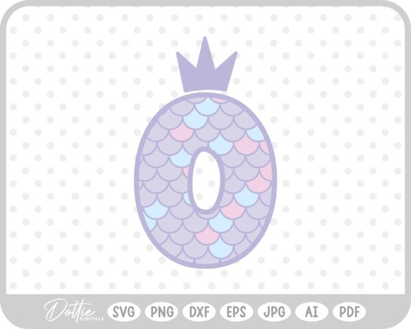 Mermaid Scale Number 0 Zero  SVG PNG DXF – Cricut Silhouette Cutting File