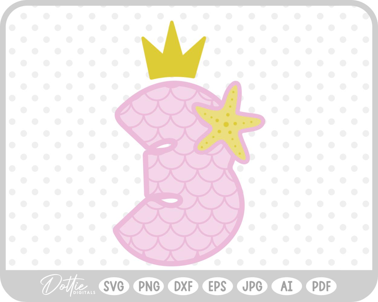Mermaid Starfish Number 3 Three SVG PNG DXF – Cricut Silhouette Cutting File