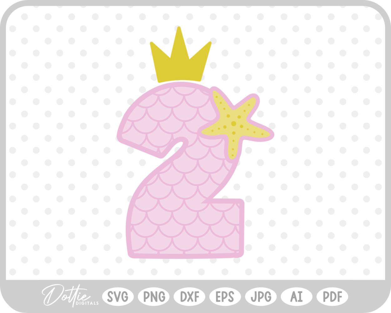 Mermaid Starfish Number 2 Two SVG PNG DXF – Cricut Silhouette Cutting File