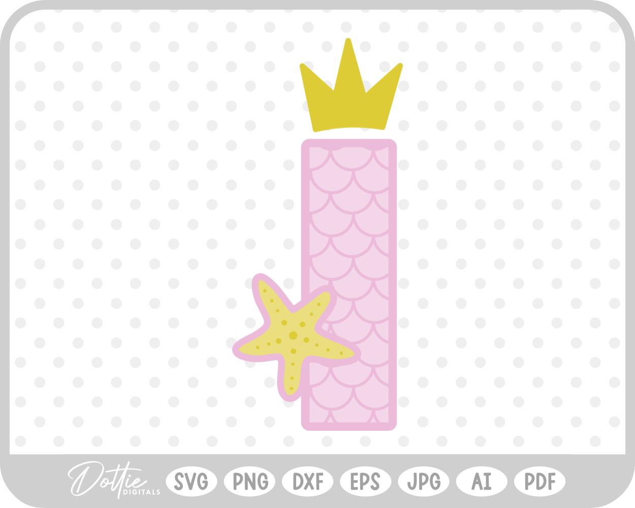 Mermaid Starfish Number 1 One SVG PNG DXF – Cricut Silhouette Cutting File