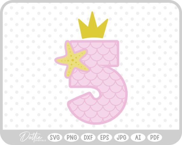 Mermaid Starfish Number 5 Five SVG PNG DXF – Cricut Silhouette Cutting File