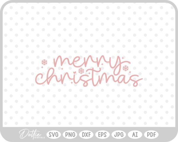 Merry Christmas Script Text Snowflakes SVG PNG DXF – Cricut Silhouette Cutting File