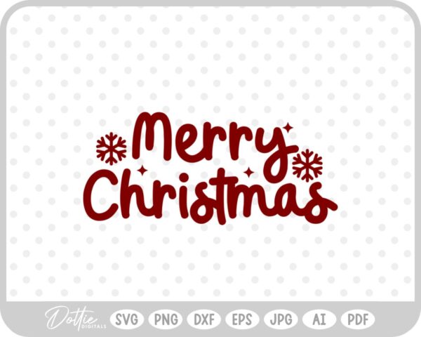 Merry Christmas Script Text Snowflakes SVG PNG DXF – Cricut Silhouette Cutting File