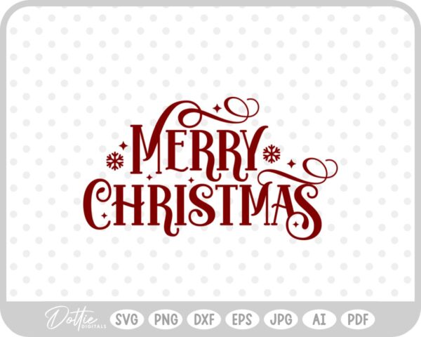 Merry Christmas Script Text Snowflakes SVG PNG DXF – Cricut Silhouette Cutting File