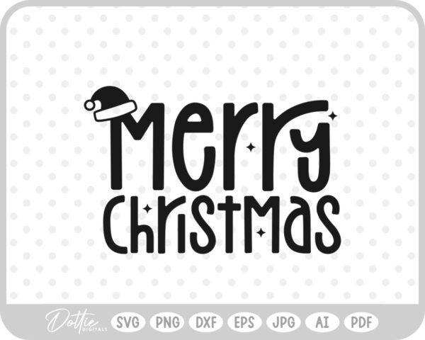 Merry Christmas Script Text Santa Hat SVG PNG DXF – Cricut Silhouette Cutting File