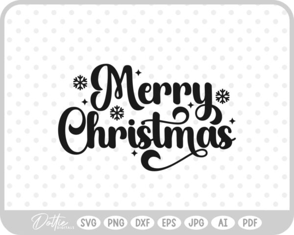 Merry Christmas Script Text Snowflakes SVG PNG DXF – Cricut Silhouette Cutting File