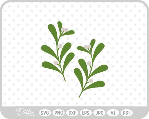 Mistletoe Christmas Plant Winter Festive Kiss SVG PNG DXF – Cricut Silhouette Cutting File