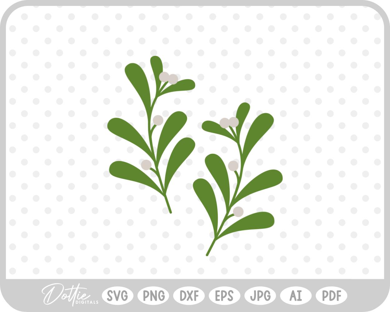 Mistletoe Christmas Plant Winter Festive Kiss SVG PNG DXF – Cricut Silhouette Cutting File