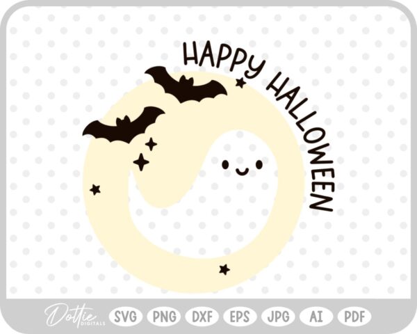 Ghost Moon Halloween SVG PNG DXF – Cricut Silhouette Cutting File