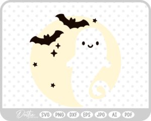 Ghost Moon Halloween SVG PNG DXF – Cricut Silhouette Cutting File
