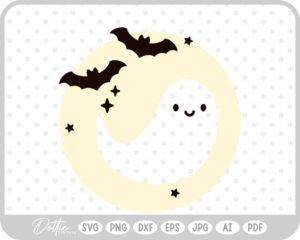 Ghost Moon Halloween SVG PNG DXF – Cricut Silhouette Cutting File