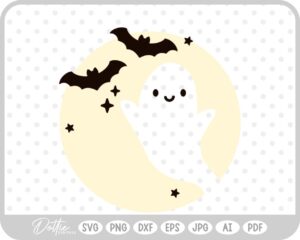 Ghost Moon Halloween SVG PNG DXF – Cricut Silhouette Cutting File