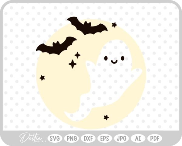 Ghost Moon Halloween SVG PNG DXF – Cricut Silhouette Cutting File