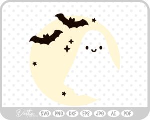 Ghost Moon Halloween SVG PNG DXF – Cricut Silhouette Cutting File