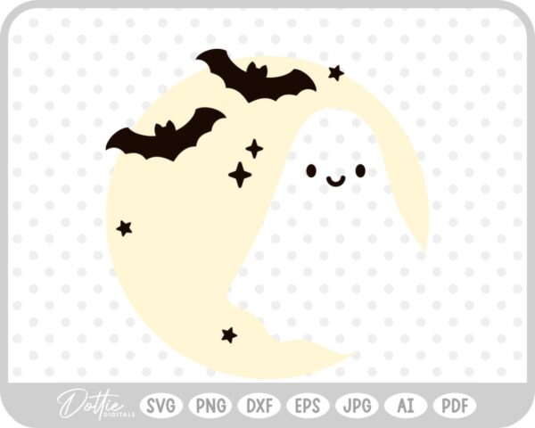Ghost Moon Halloween SVG PNG DXF – Cricut Silhouette Cutting File