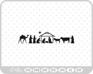 Nativity Scene Outline Silhouette Shape Mary Joseph Baby Jesus SVG PNG DXF – Cricut Silhouette Cutting File