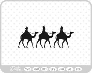 Three Wise Man King Jesus Camel Nativity Scene Outline Silhouette SVG PNG DXF – Cricut Silhouette Cutting File