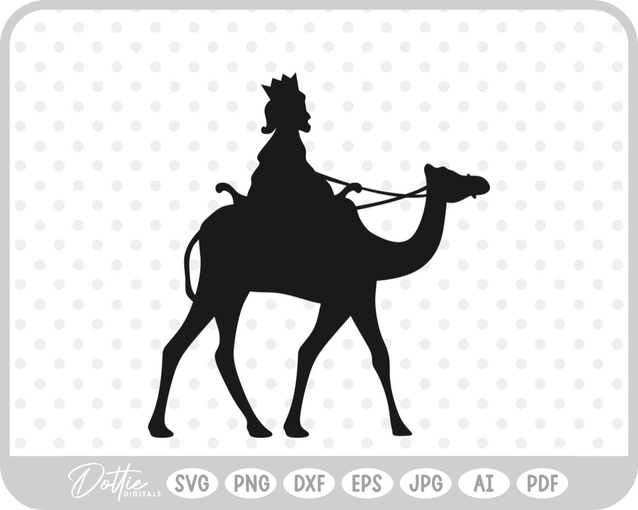 Wise Man King Jesus Camel Nativity Scene Outline Silhouette Shape SVG PNG DXF – Cricut Silhouette Cutting File