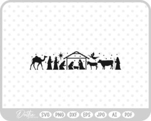 Nativity Scene Outline Silhouette Shape Mary Joseph Baby Jesus SVG PNG DXF – Cricut Silhouette Cutting File