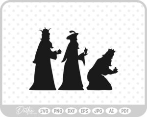 Three Wise Man King Jesus Nativity Scene Outline Silhouette SVG PNG DXF – Cricut Silhouette Cutting File