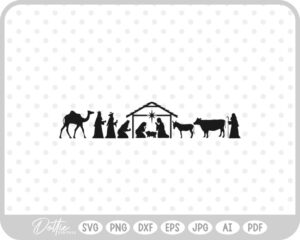 Nativity Scene Outline Silhouette Shape Mary Joseph Baby Jesus SVG PNG DXF – Cricut Silhouette Cutting File