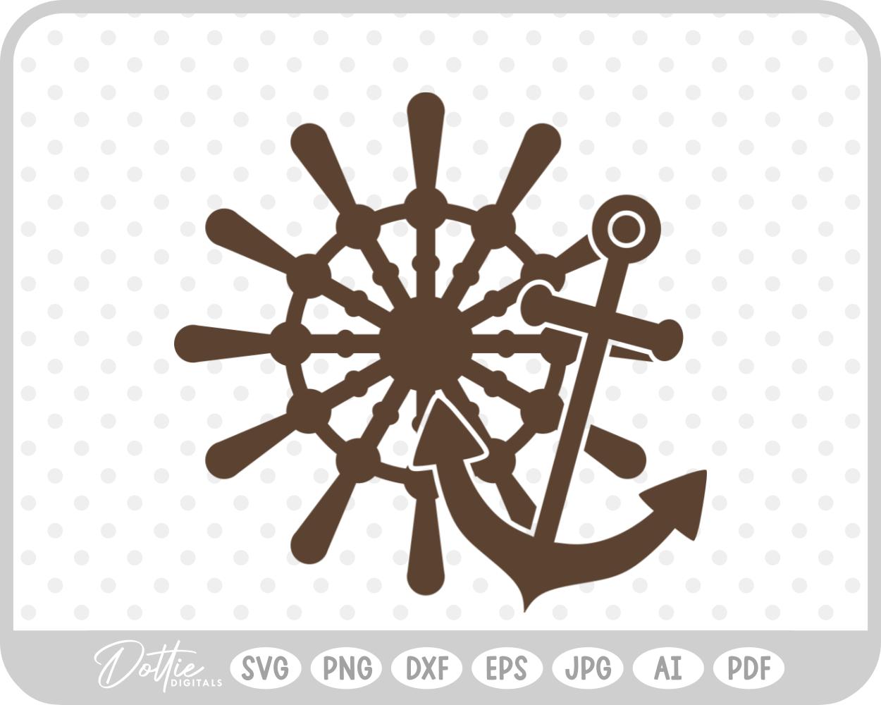 Nautical Wheel Anchor SVG PNG DXF – Cricut Silhouette Cutting File