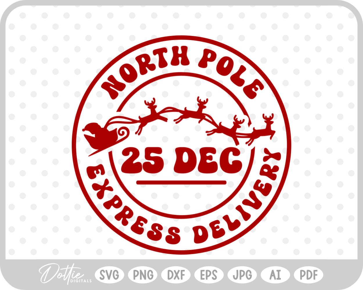 North Pole Christmas Stamp Sticker Postal Package SVG PNG DXF – Cricut Silhouette Cutting File