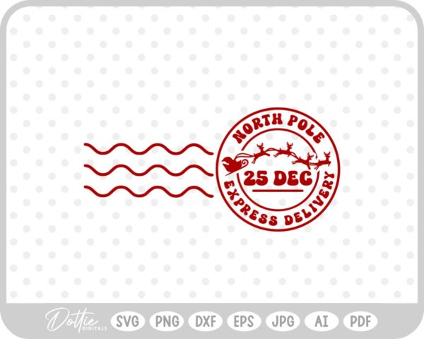 North Pole Christmas Stamp Sticker Postal Package SVG PNG DXF – Cricut Silhouette Cutting File