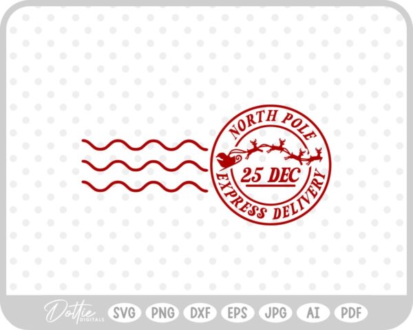 North Pole Christmas Stamp Sticker Postal Package SVG PNG DXF – Cricut Silhouette Cutting File