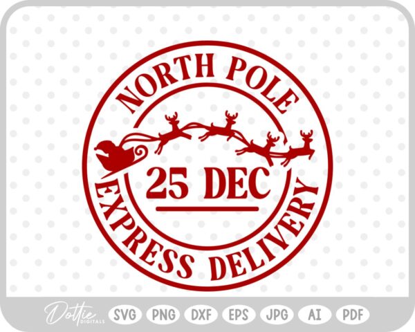 North Pole Christmas Stamp Sticker Postal Package SVG PNG DXF – Cricut Silhouette Cutting File